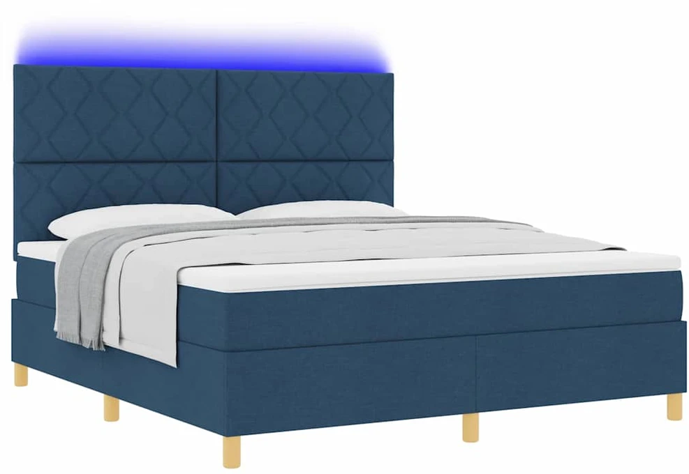 LED Čiužinio Lova su galvūgalio Mėlyna 180 x 200 cm audinys