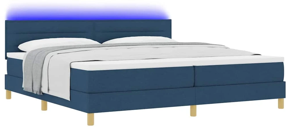 LED Čiužinio Lova su galvūgalio Mėlyna 200 x 200 cm audinys