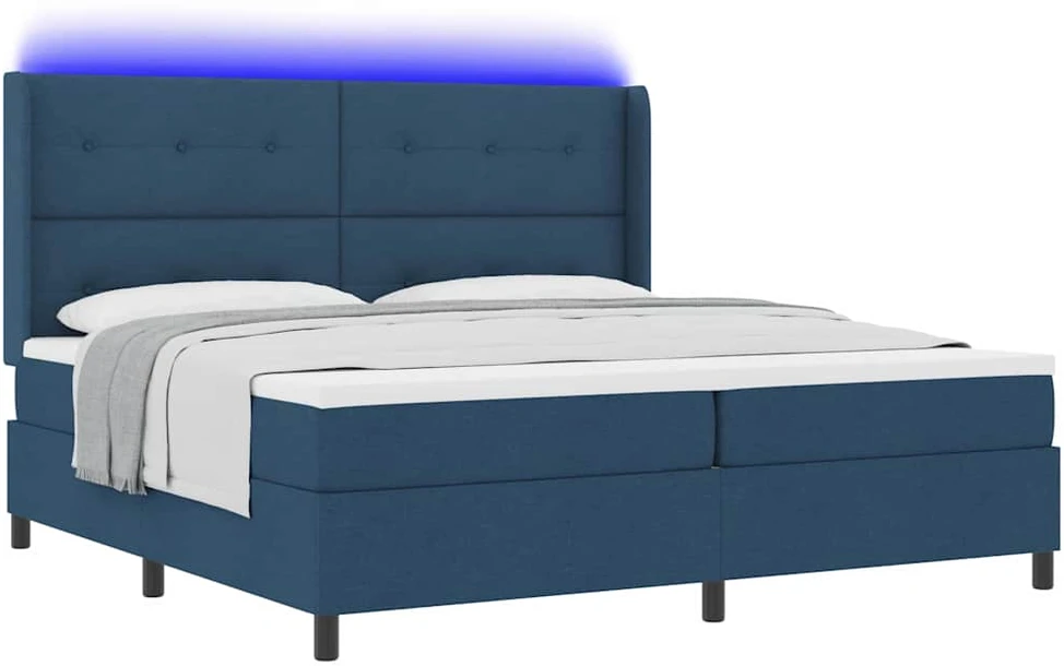 LED Čiužinio Lova su galvūgalio Mėlyna 200 x 200 cm audinys