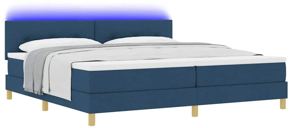 LED Čiužinio Lova su galvūgalio Mėlyna 200 x 200 cm audinys