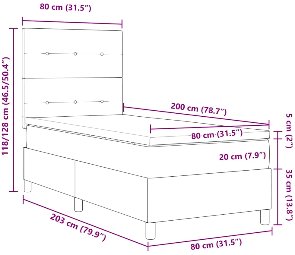 LED Čiužinio Lova su galvūgalio Mėlyna 80 x 200 cm audinys