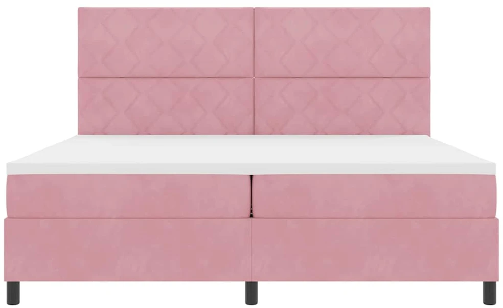 LED Čiužinio Lova su galvūgalio Rožinė 200 x 200 cm Aksomas