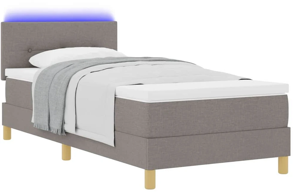 LED Čiužinio Lova su galvūgalio Taupe 100 x 200 cm audinys