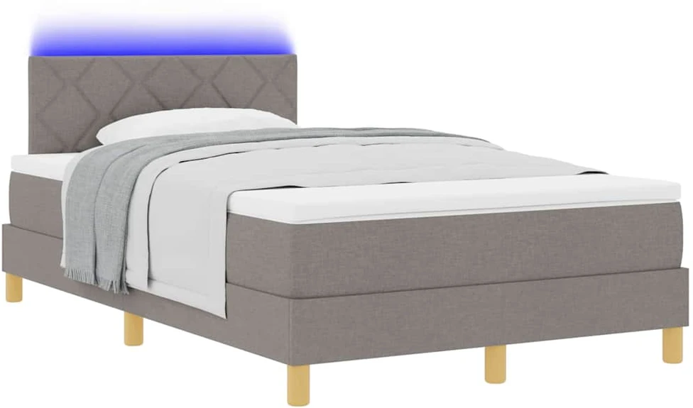 LED Čiužinio Lova su galvūgalio Taupe 120 x 190 cm audinys