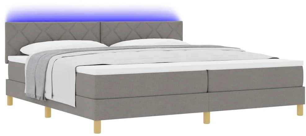 LED Čiužinio Lova su galvūgalio Taupe 200 x 200 cm audinys