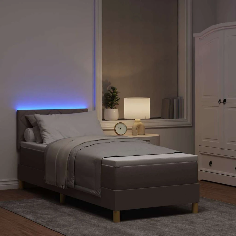 LED Čiužinio Lova su galvūgalio Taupe 80 x 200 cm audinys
