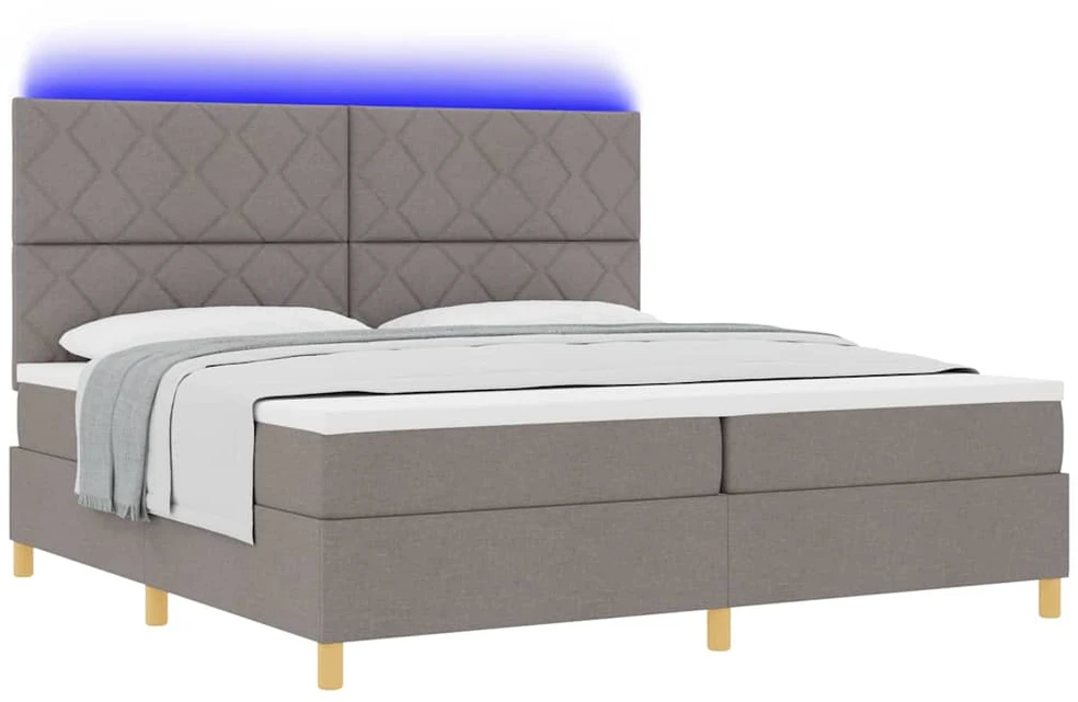 LED Čiužinio Lova su galvūgalio Tortora 200 x 200 cm audinys
