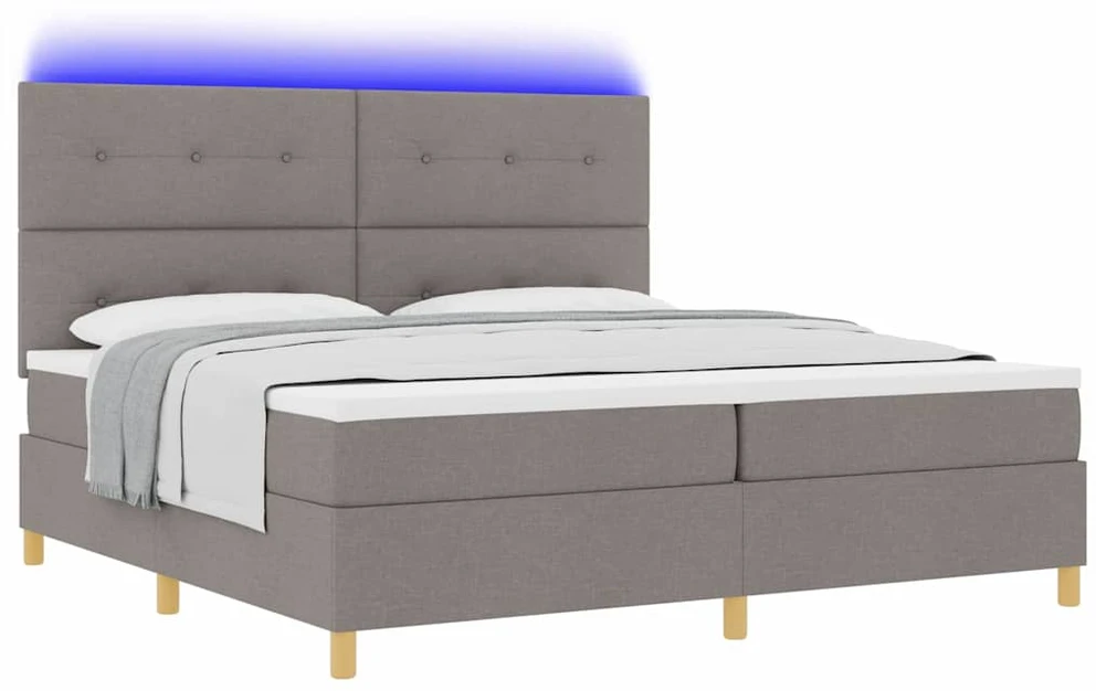 LED Čiužinio Lova su galvūgalio Tortora 200 x 200 cm audinys