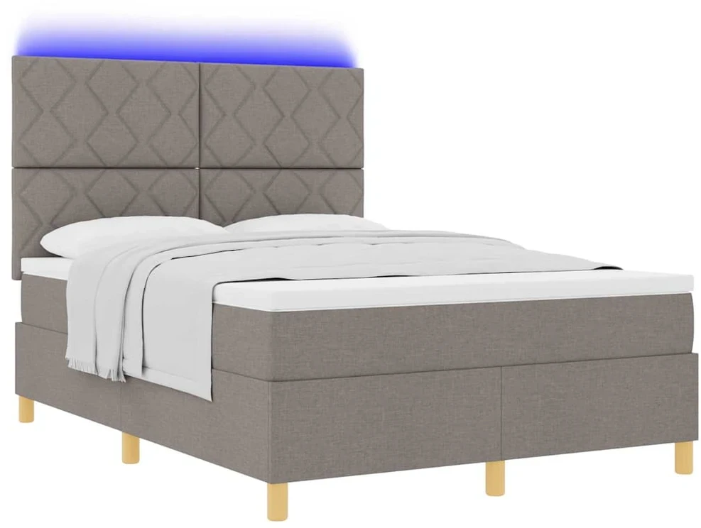 LED Čiužinio Lova su galvūgalio Tortora 140 x 200 cm audinys