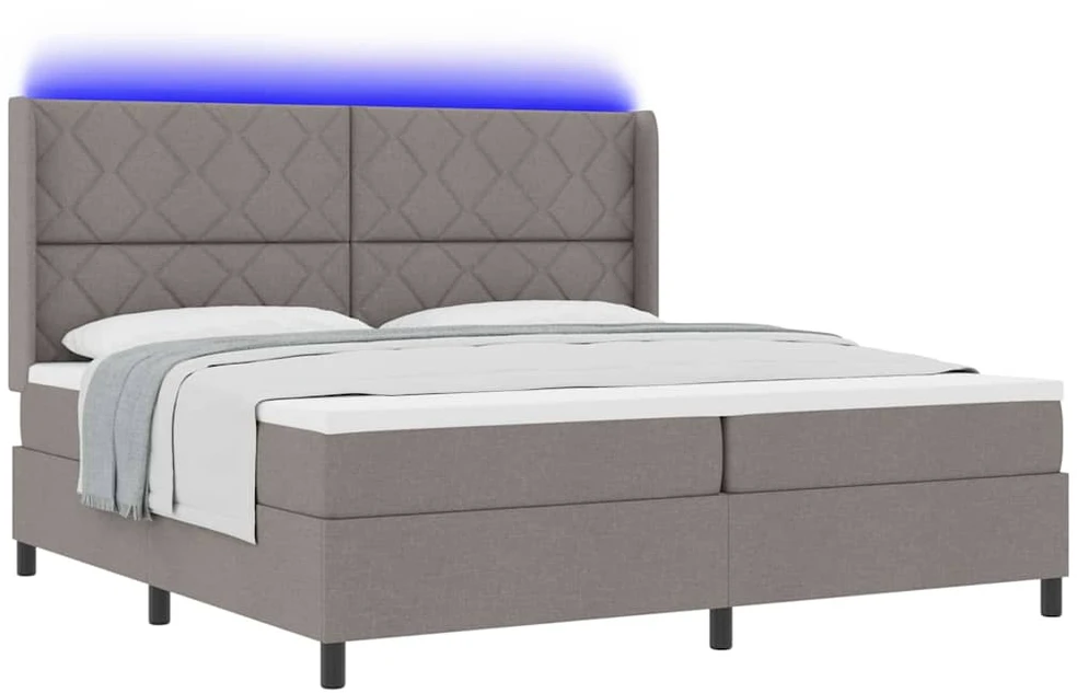 LED Čiužinio Lova su galvūgalio Tortora 200 x 200 cm audinys