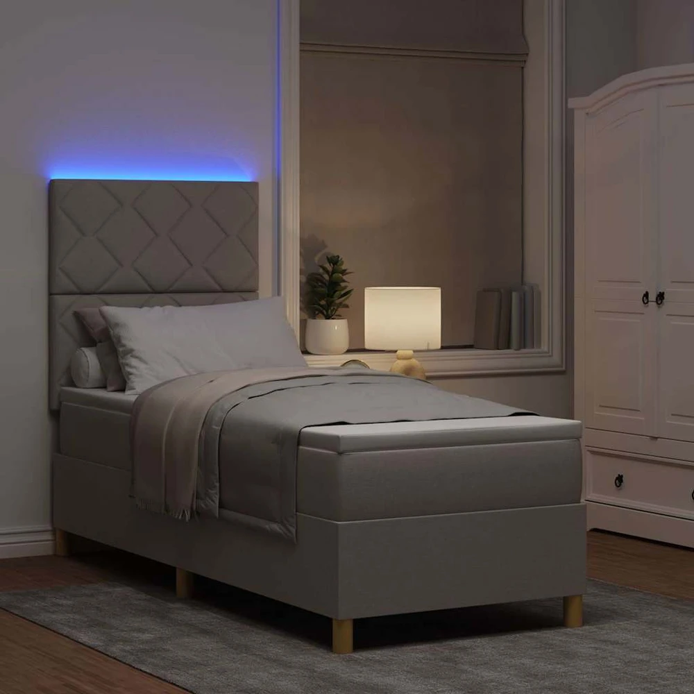 LED Čiužinio Lova su galvūgalio Tortora 80 x 200 cm audinys