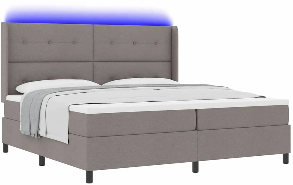 LED Čiužinio Lova su galvūgalio Tortora 200 x 200 cm audinys