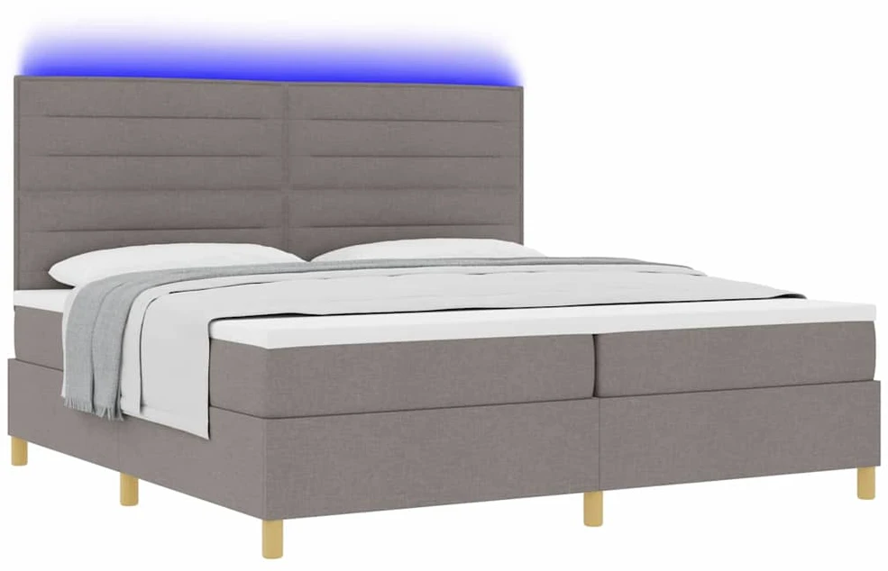 LED Čiužinio Lova su galvūgalio Tortora 200 x 200 cm audinys