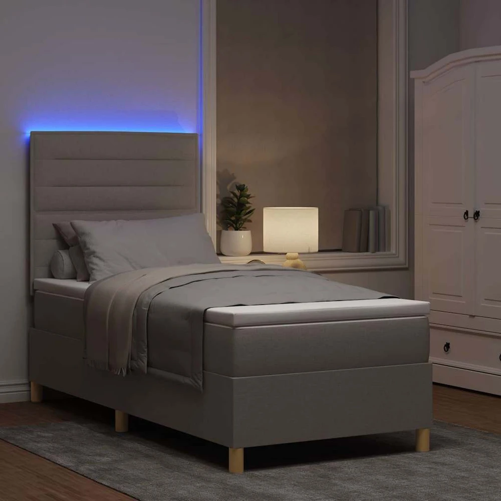 LED Čiužinio Lova su galvūgalio Tortora 90 x 190 cm audinys