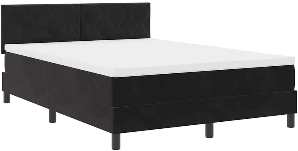 LED Čiužinio Lova su LED juostelėmis Juoda 160 x 200 cm Aksomas