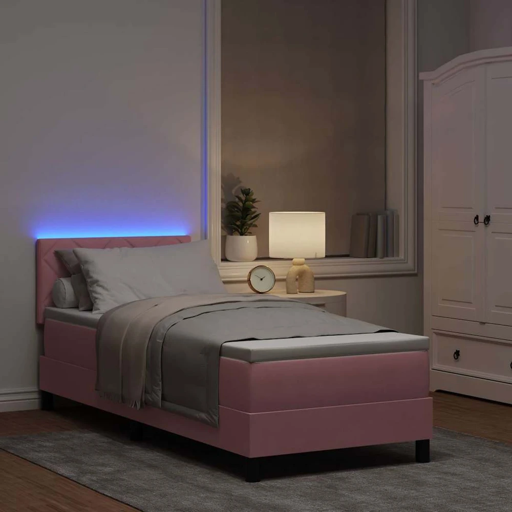 LED Čiužinio Lova su LED juostelėmis Rožinė 80 x 200 cm Aksomas