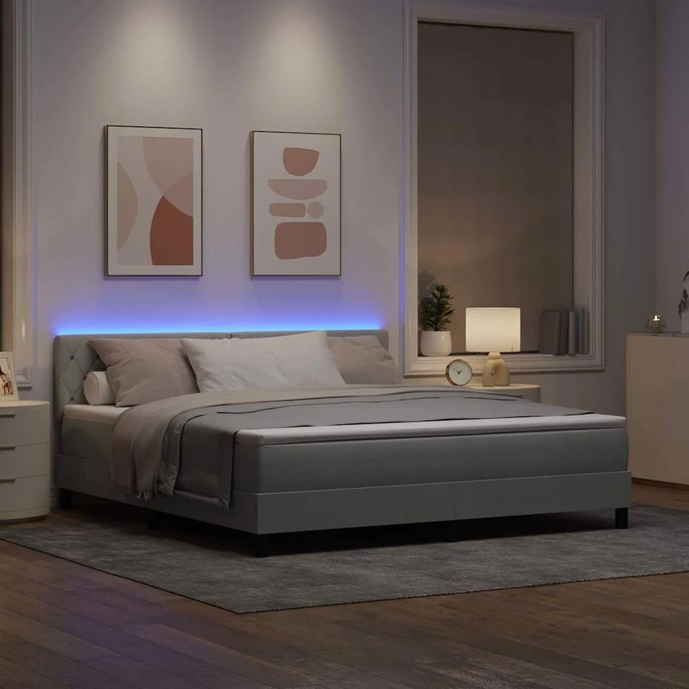 LED Čiužinio Lova su LED Šviesiai pilka 180 x 200 cm Aksomas