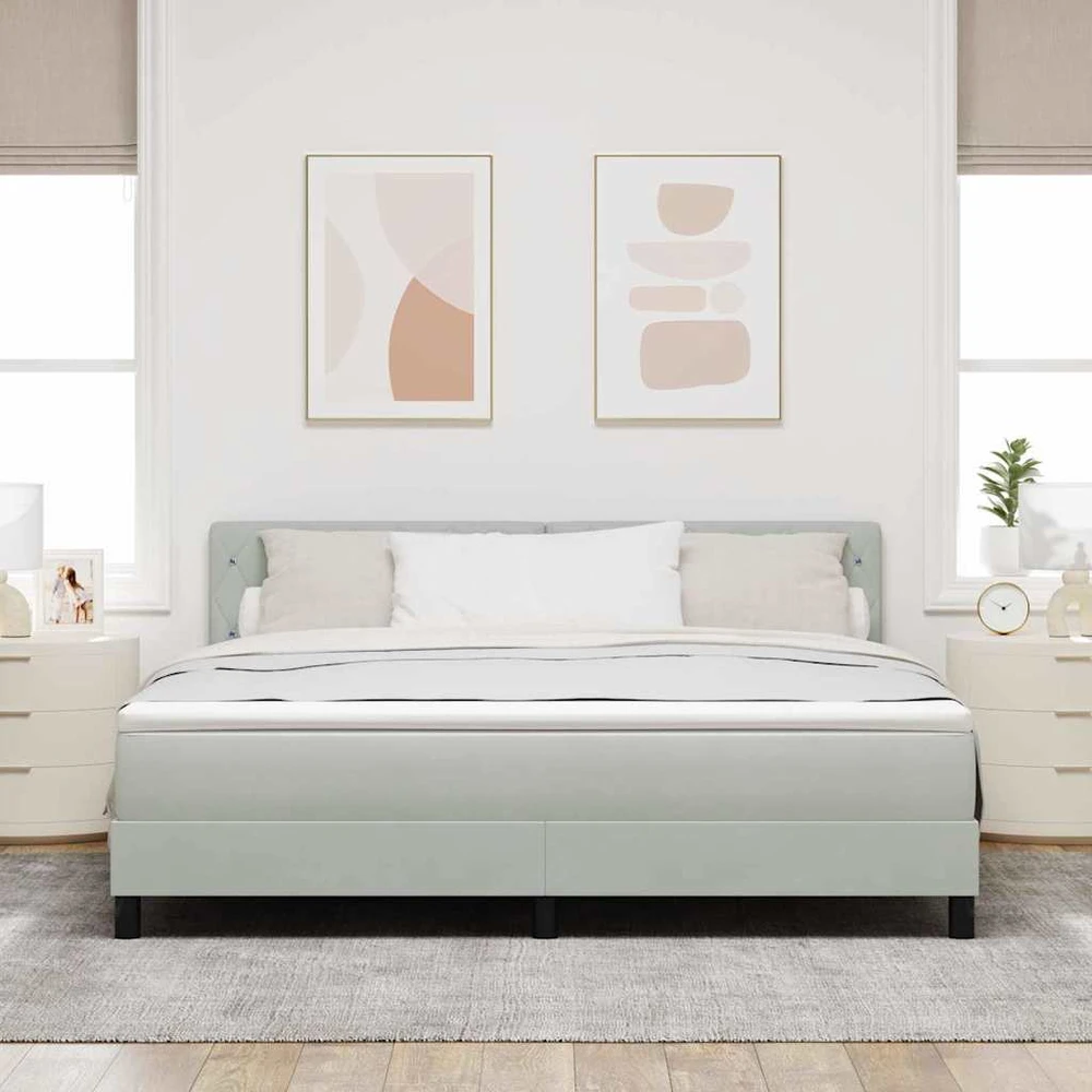 LED Čiužinio Lova su LED Šviesiai pilka 180 x 200 cm Aksomas