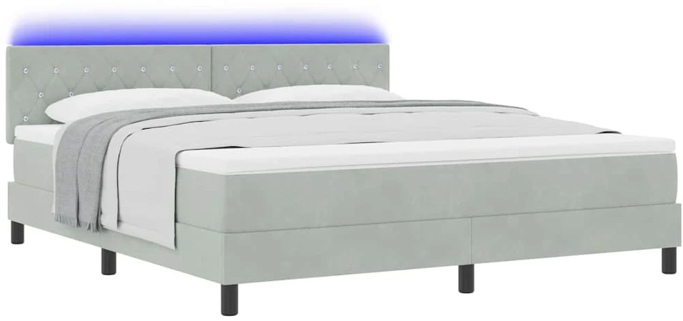 LED Čiužinio Lova su LED Šviesiai pilka 180 x 200 cm Aksomas