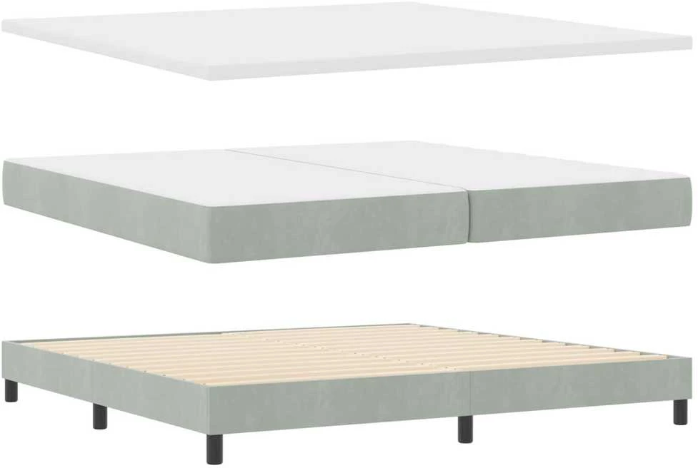 LED Čiužinio Lova Šviesiai pilka 200 x 200 cm Aksomas