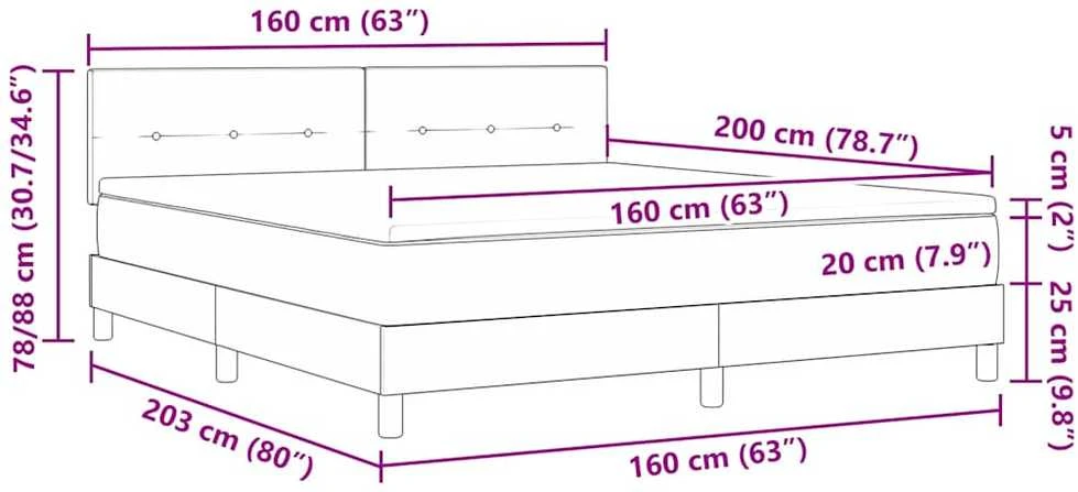 LED Čiužinio Lova Tamsiai pilka 160 x 200 cm Aksomas