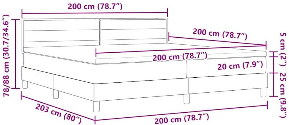 LED Čiužinio Lova Tamsiai pilka 200 x 200 cm audinys