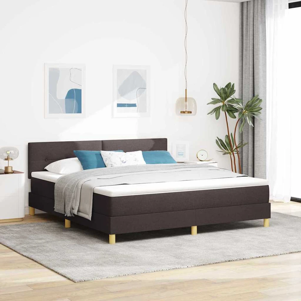 LED Čiužinio Lova su pagalve Tamsiai rudas 180 x 200 cm audinys