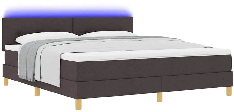LED Čiužinio Lova su pagalve Tamsiai rudas 180 x 200 cm audinys