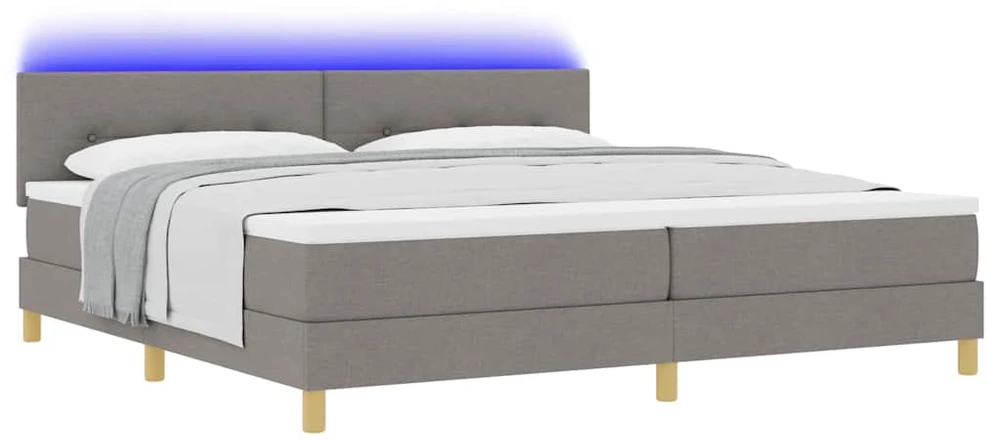 LED Čiužinio Lova su pagalve Taupe 200 x 200 cm audinys