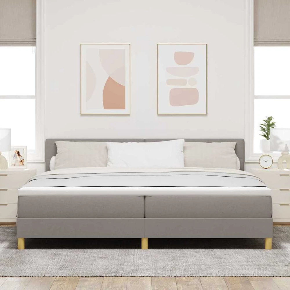 LED Čiužinio Lova su pagalve Taupe 200 x 200 cm audinys