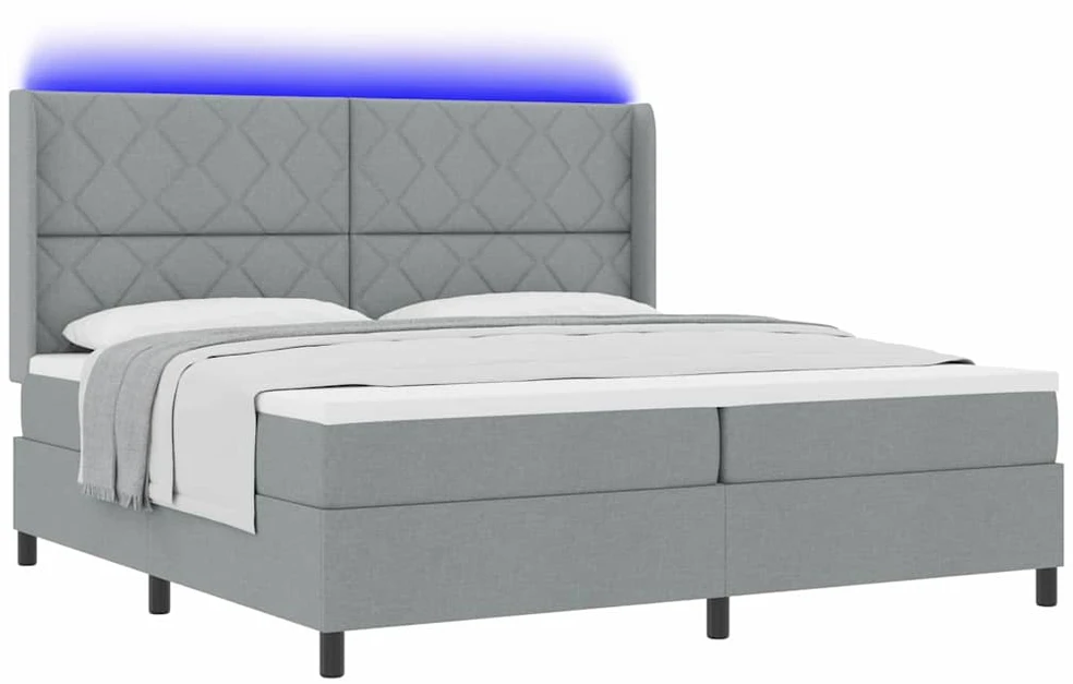 LED Čiužinio Lova Šviesiai pilka 200 x 200 cm audinys