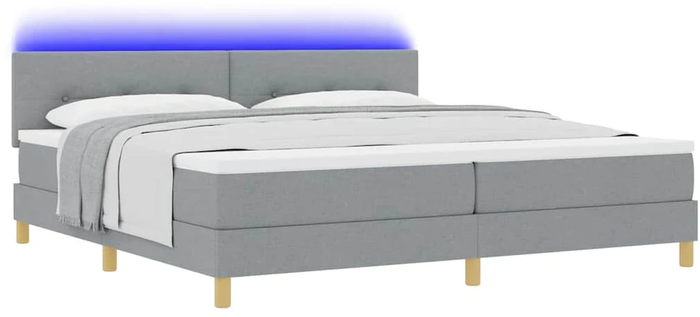 LED Čiužinio Lova Šviesiai pilka 200 x 200 cm audinys