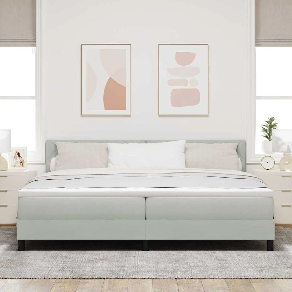 LED Čiužinio Lova Šviesiai pilka 200 x 200 cm Aksomas