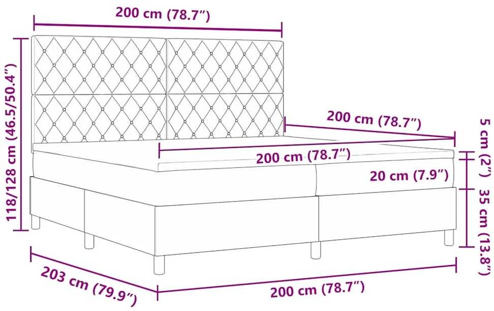LED Čiužinio Lova Šviesiai pilka 200 x 200 cm Aksomas