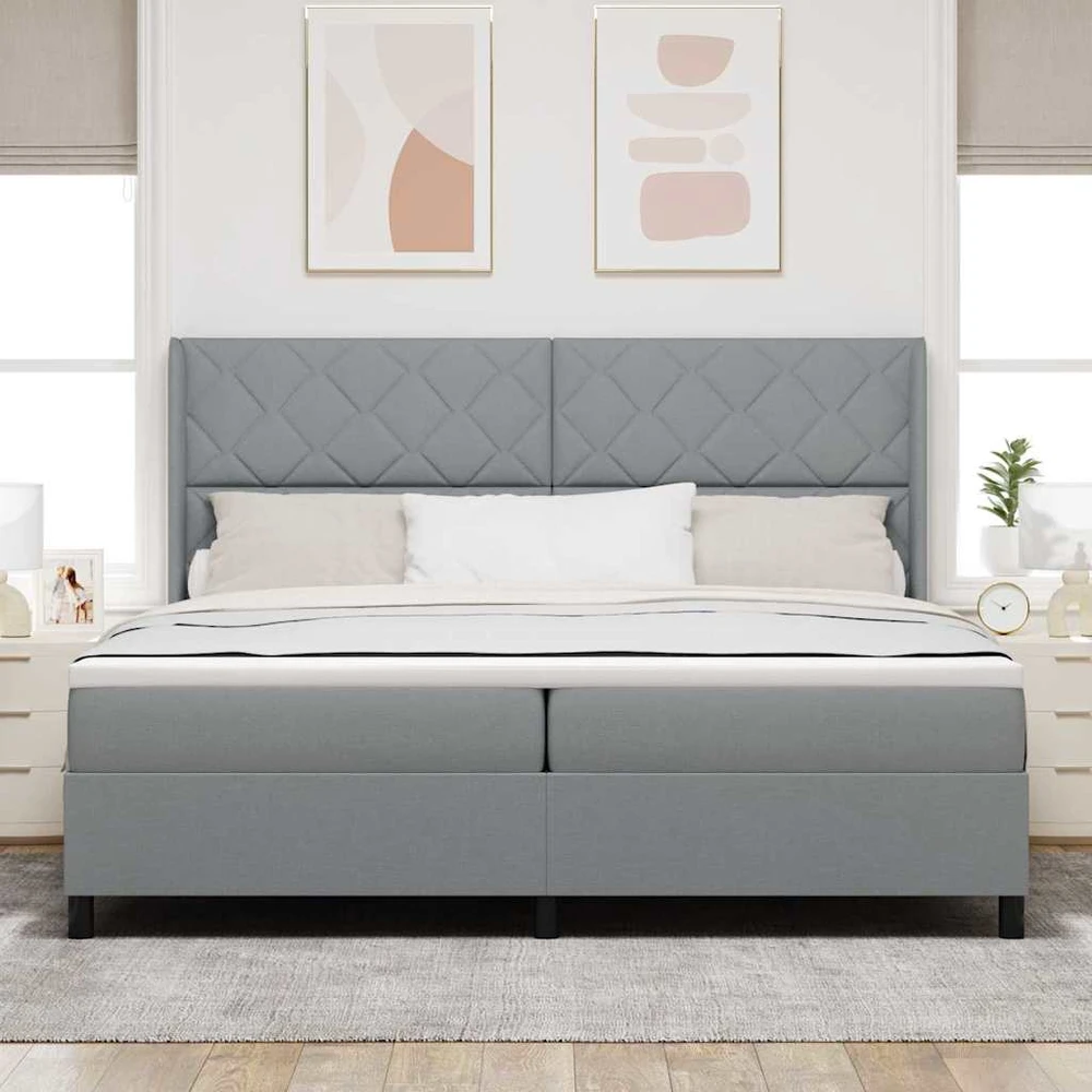 LED Čiužinio Lova Šviesiai pilka 200 x 200 cm audinys