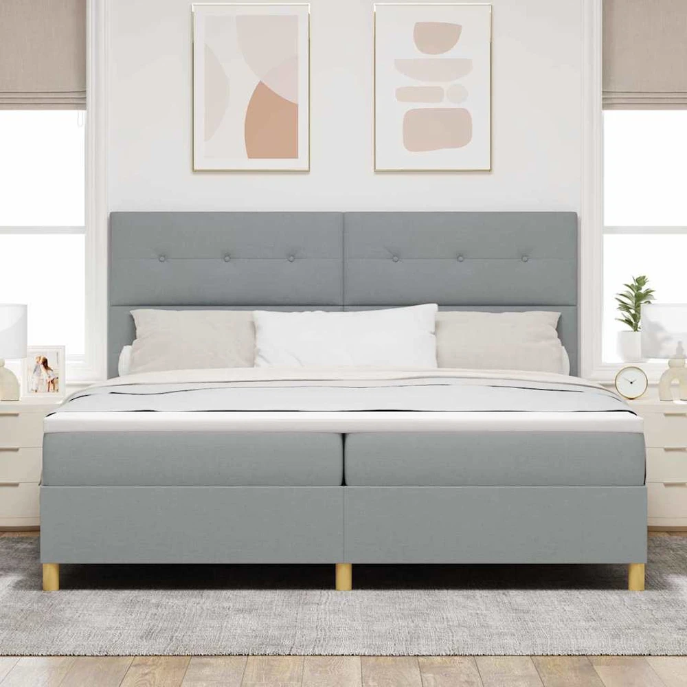 LED Čiužinio Lova Šviesiai pilka 200 x 200 cm audinys