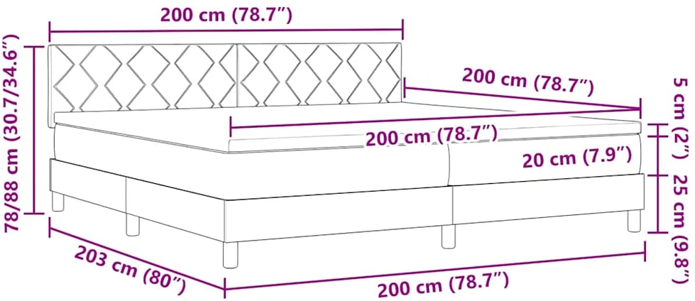 LED Čiužinio Lova Šviesiai pilka 200 x 200 cm audinys