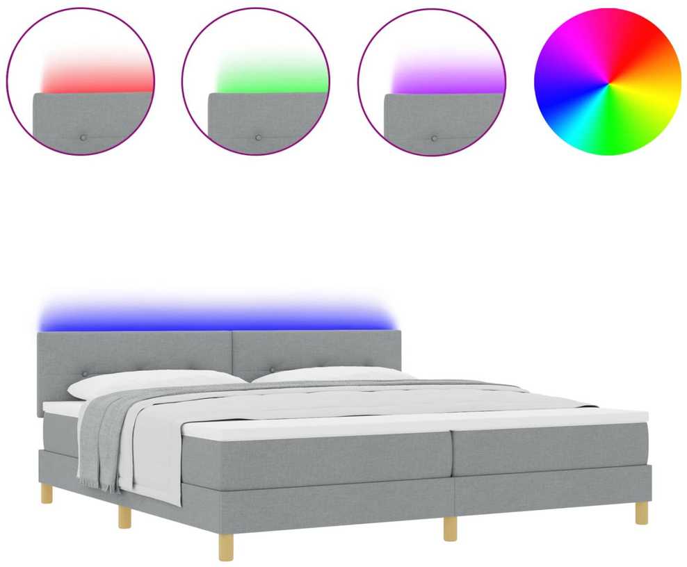 LED Čiužinio Lova Šviesiai pilka 200 x 200 cm audinys