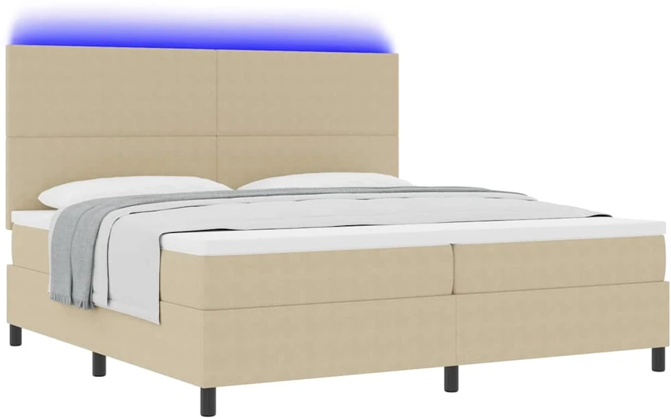 LED Čiužinio Lova Šviesiai pilka ir balta. 200 x 200 cm