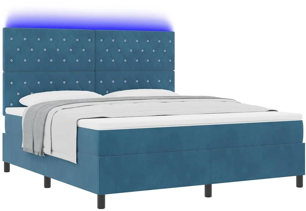 LED Čiužinio Lova Tamsiai mėlyna 180 x 200 cm Aksomas