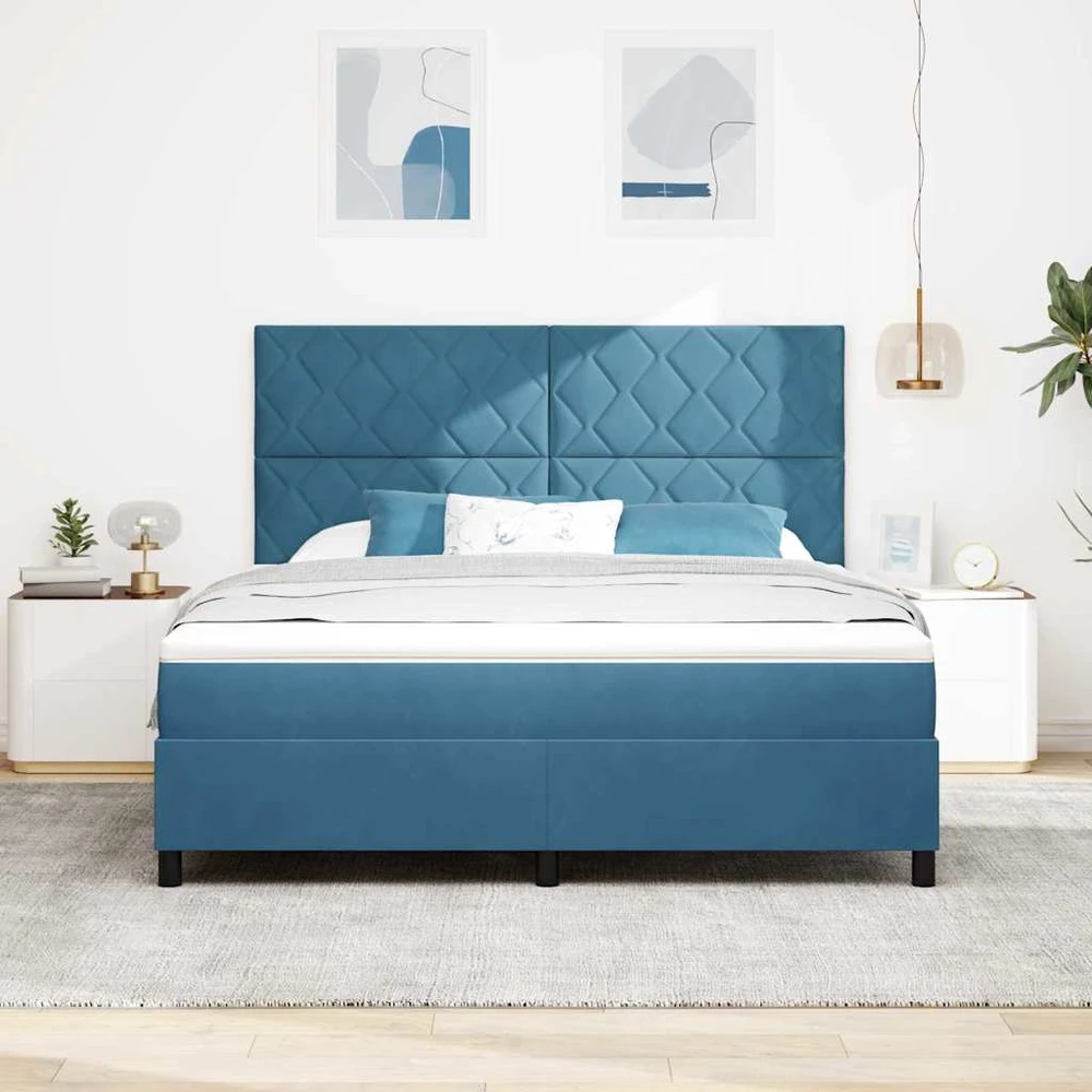 LED Čiužinio Lova Tamsiai mėlyna 180 x 200 cm Aksomas