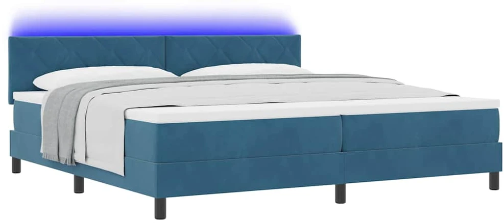 LED Čiužinio Lova Tamsiai mėlyna 200 x 200 cm Aksomas