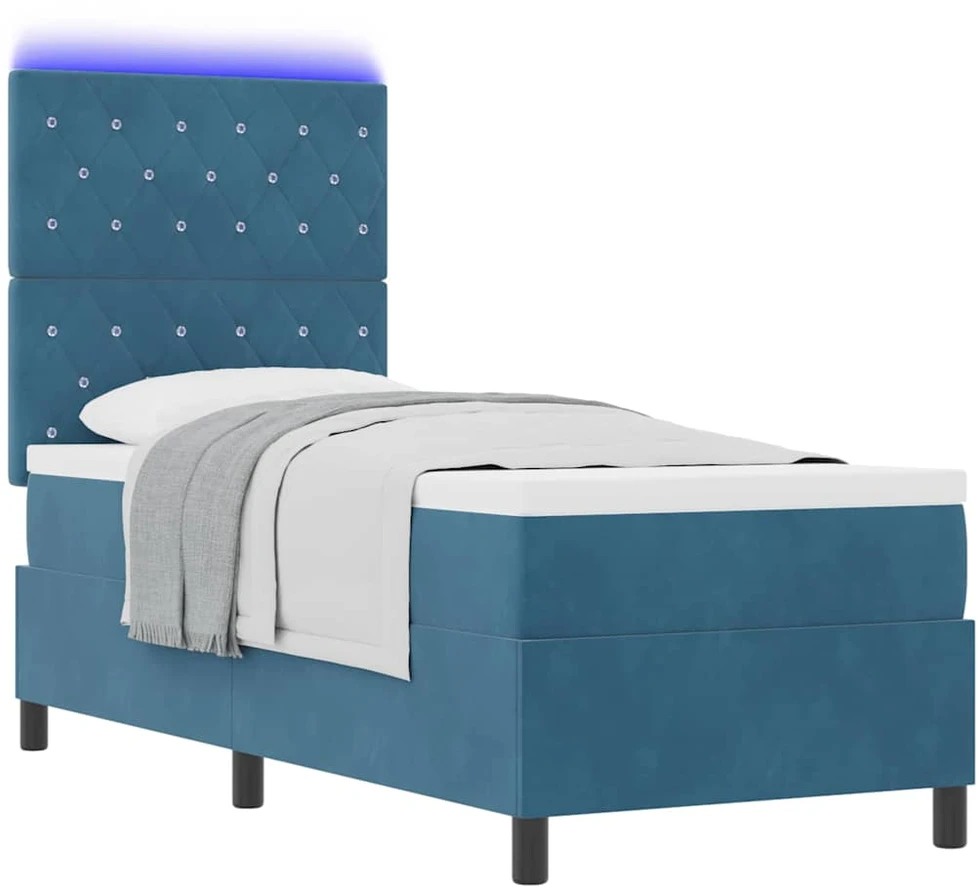 LED Čiužinio Lova Tamsiai mėlyna 80 x 200 cm Aksomas