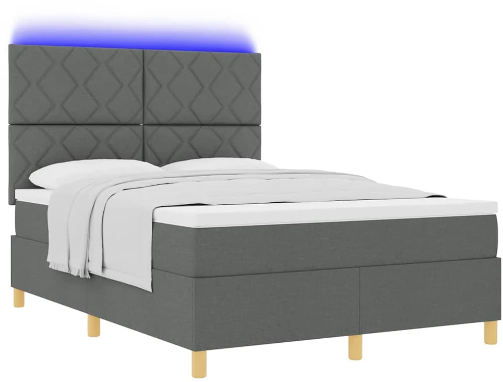 LED Čiužinio Lova Tamsiai pilka 140 x 190 cm audinys