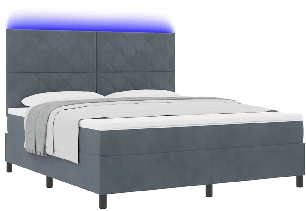 LED Čiužinio Lova Tamsiai pilka 180 x 200 cm Aksomas