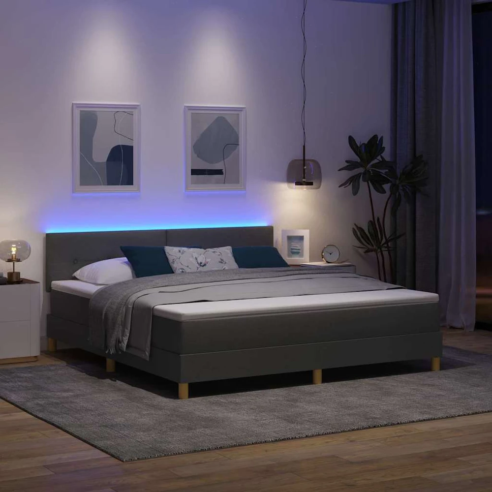 LED Čiužinio Lova Tamsiai pilka 180 x 200 cm audinys