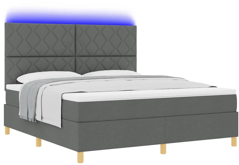 LED Čiužinio Lova Tamsiai pilka 180 x 200 cm audinys
