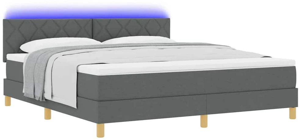 LED Čiužinio Lova Tamsiai pilka 180 x 200 cm audinys