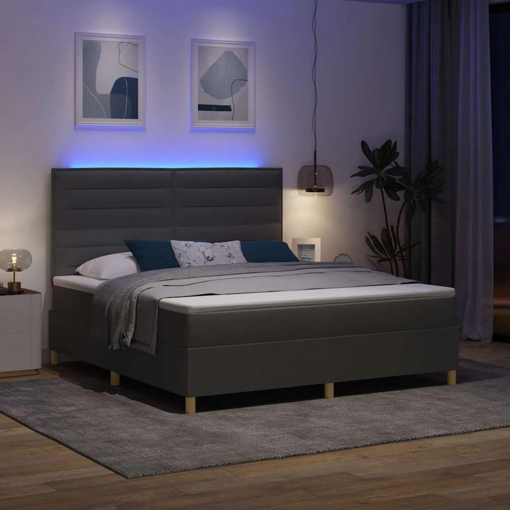 LED Čiužinio Lova Tamsiai pilka 180 x 200 cm audinys