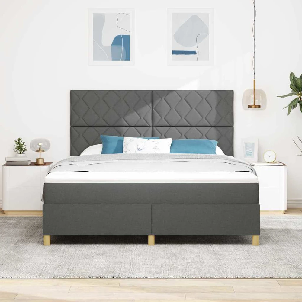 LED Čiužinio Lova Tamsiai pilka 180 x 200 cm audinys